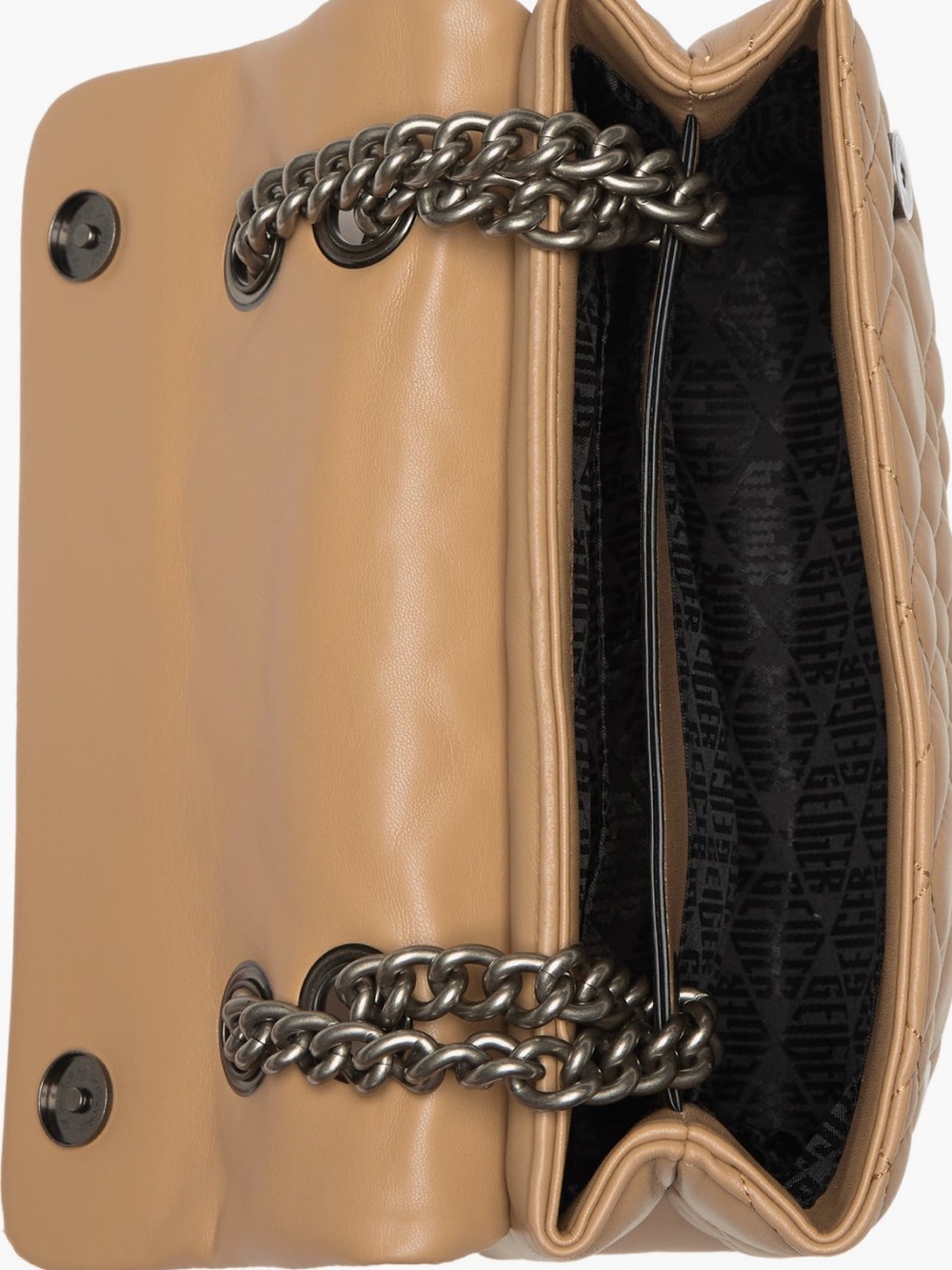Kurt Geiger Brixton Diamond Camel Quilted Leather Shoulder Bag with Silver Chain - Picture 6 of 6